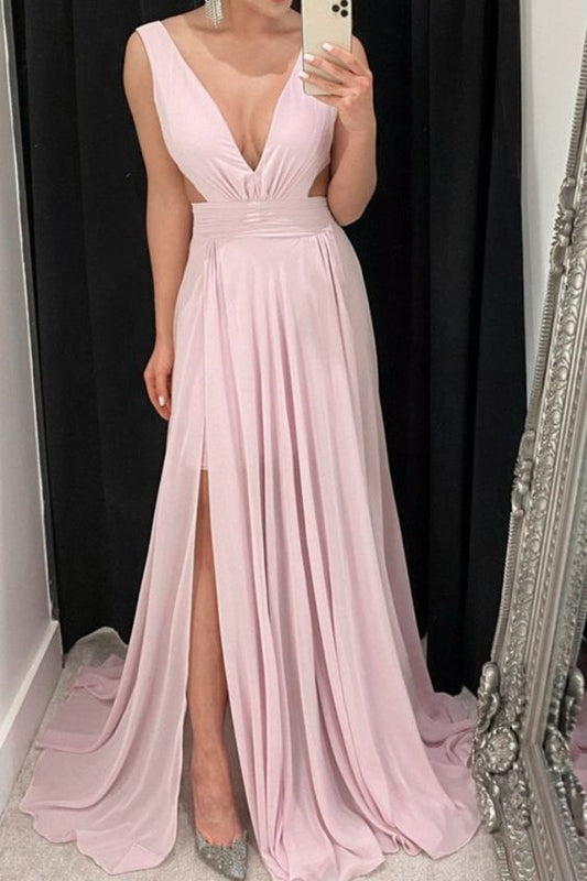 Mauve Bridesmaid Dresses Chiffon Long Split Wedding Party Dress prom Dresses    cg16252