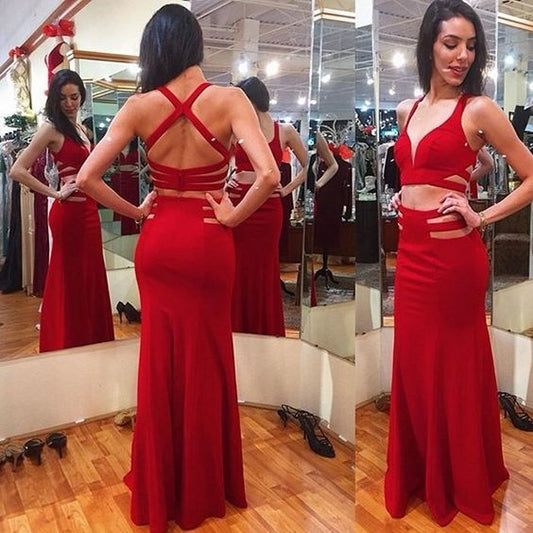 Sexy Red Backless Prom Dress, Mermiad Prom Dress    cg17289