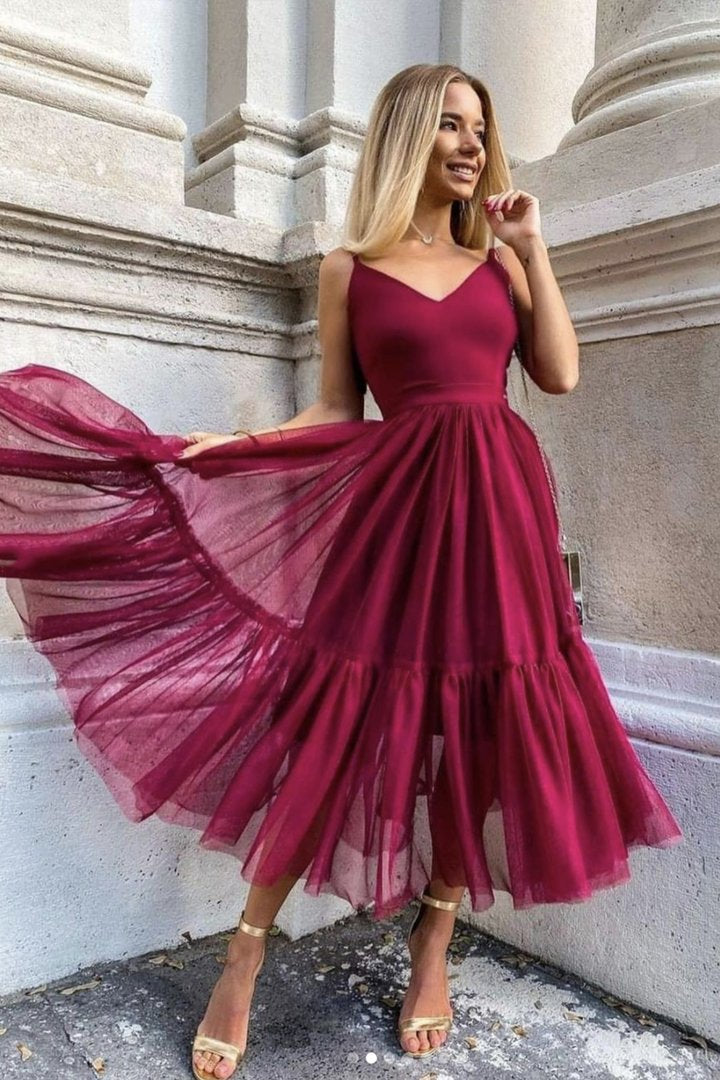 Cute tulle short prom dress A line party dress   cg18600