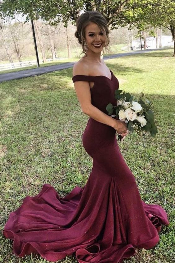 Burgundy Mermaid Prom Dress    cg19817