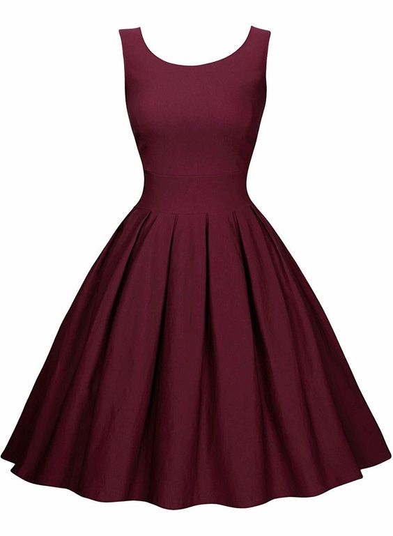 Women's Elegant Round Neck 1950s Retro Cocktail Dress Pleated Homecoming Dress cg2002