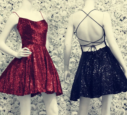 Black sequin homecoming dresses cross back for senior cg2017