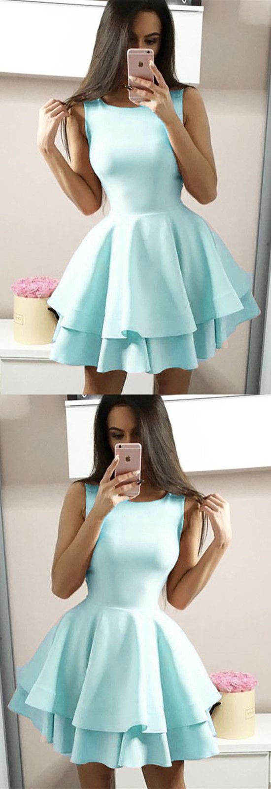 Cute A Line Satin Ruffle Homecoming Dresses cg2019