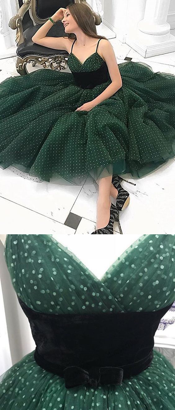 Green Spaghetti Straps Homecoming Dress Tulle Cheap Fashion Homecoming Dress  cg2054