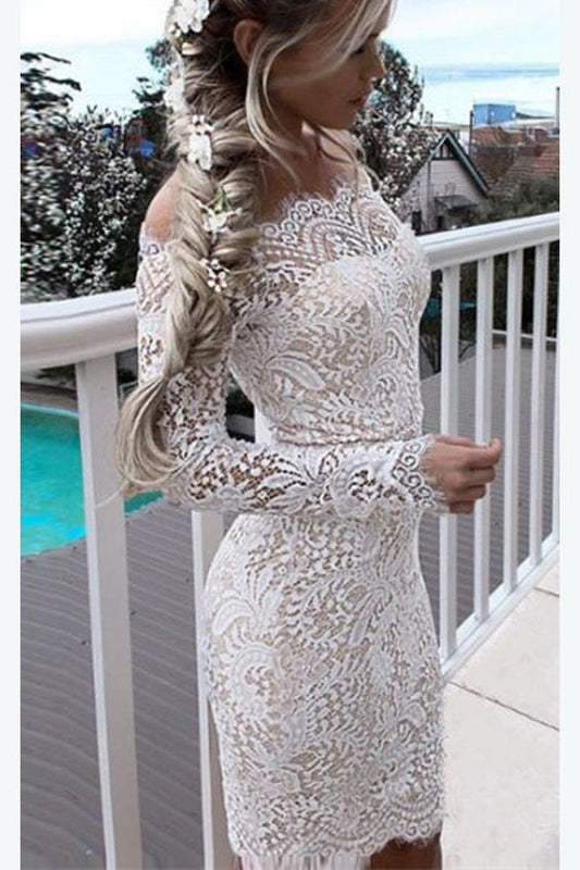 White Lace Homecoming Dress for Teens, Affordable Sexy Short Dresses  cg208