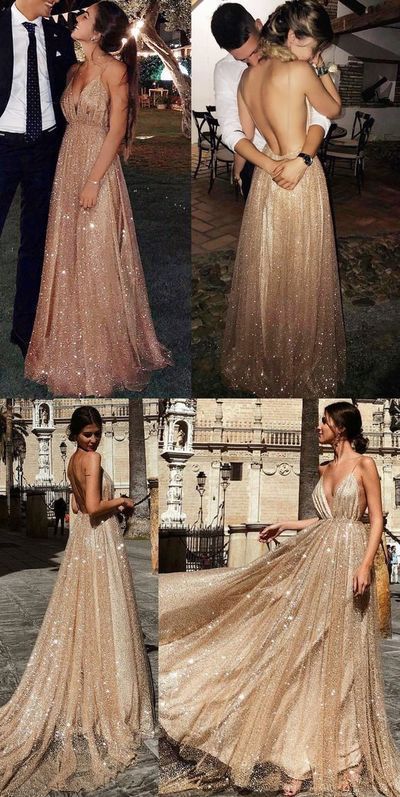 sparkle gold long prom dress, 2019 prom dress, sexy deep v neck prom dress with backless,prom dresses cg21