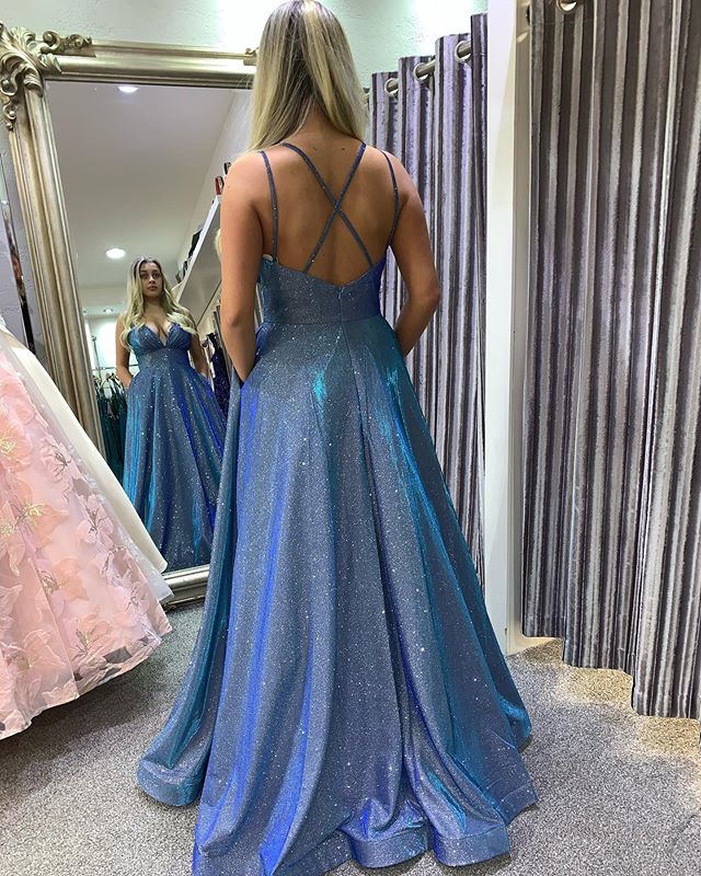 Hot Sexy A Line Spaghetti Straps Blue Long Prom/Evening Dresses     cg21149