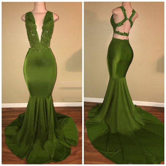 Plunging Neck Mermaid Prom Dress    cg21151