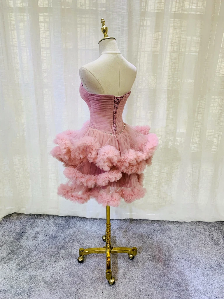 Lovely Pink Sweetheart Beaded Short Cocktail Dress, Pink Homecoming Dress Party Dress    cg21263