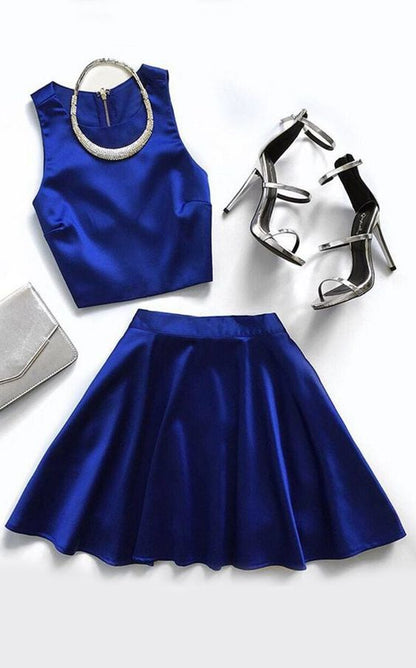 Two Piece Homecoming Dresses Royal Blue Simple  cg2134