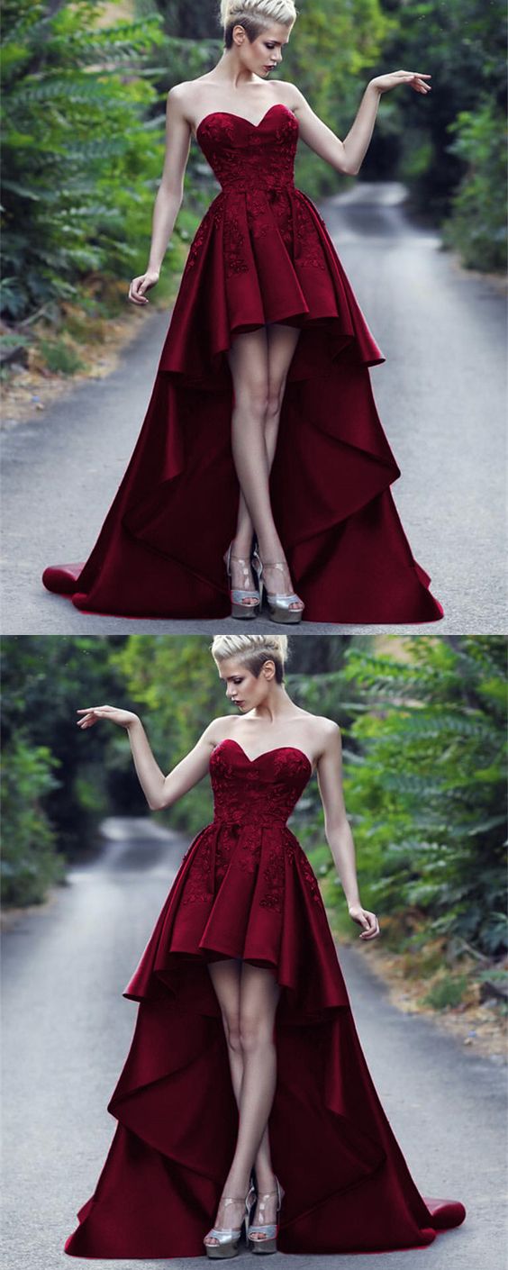 high low prom dresses,burgundy prom dresses,asymmetric prom dress cg2146