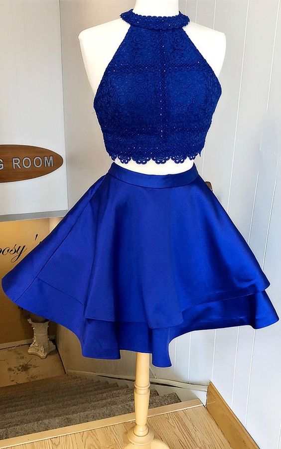 Two Piece Royal Blue Homecoming Dress    cg22148