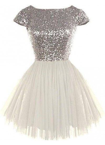 Sequin Short Sleeves A-line Cute Short Junior 2019 Cheap Sparkle Homecoming Dress cg2254