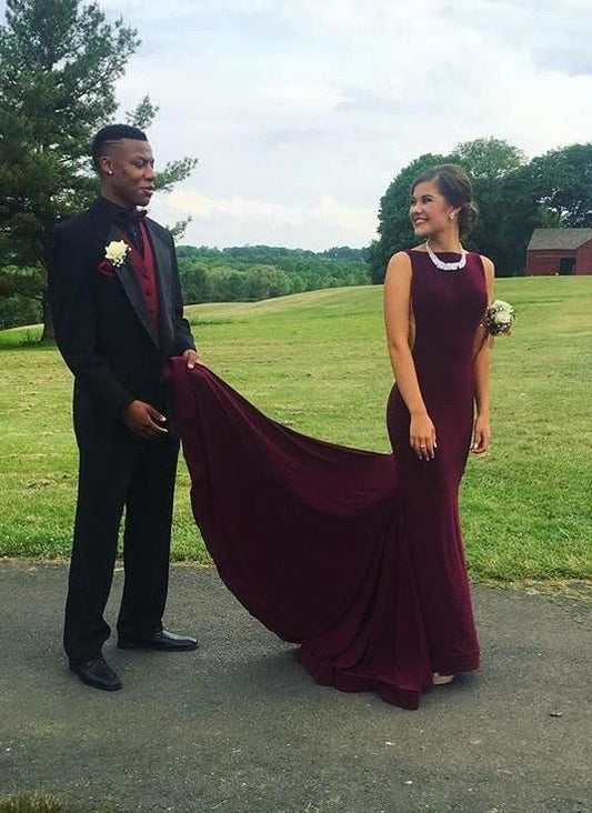 Simple Mermaid/Trumpet Burgundy Prom Dresses       cg22629