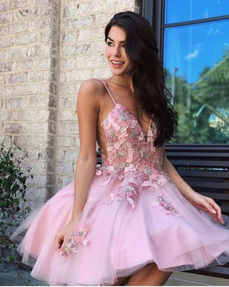 Sexy Appliques V-Neck A-Line Homecoming Dresses         cg22825