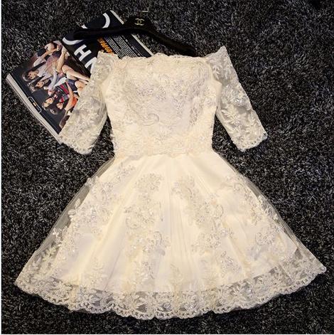 Lace Ivory Pretty Homecoming Dress,Sexy Party Dress,Charming Homecoming Dress    cg22921