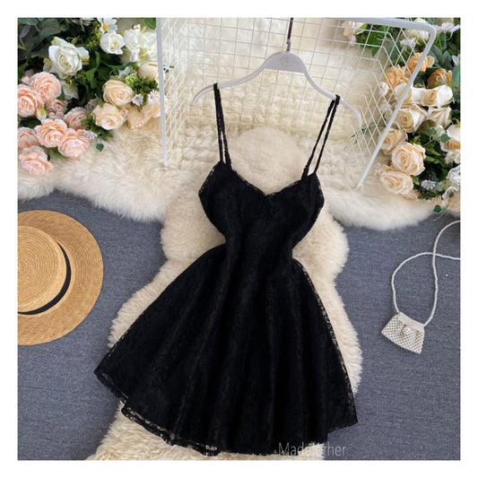 Black Short Homecoming Dress A Line Mini Dress     cg22949