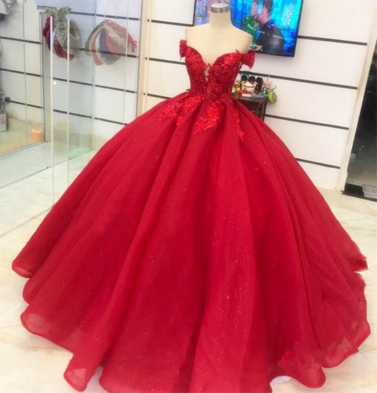 Red Ball Gown Long Prom Dress         cg23461