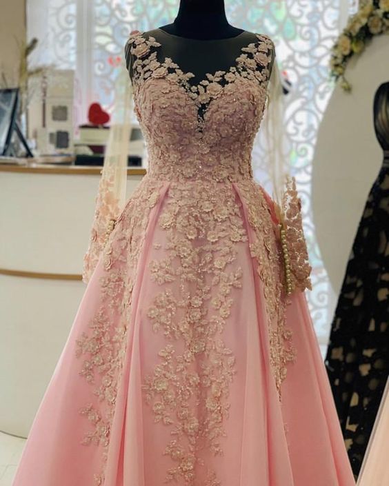 Long Sleeves Prom Dresses Tulle Lace Embroidery       cg23472