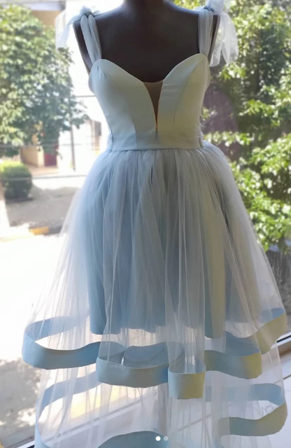 BLUE TULLE SHORT DRESS, BLUE TULLE HOMECOMING DRESS cg2386