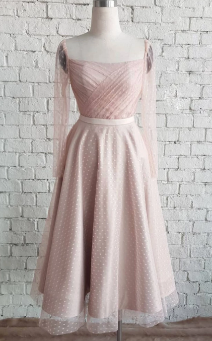 LIGHT PINK TULLE HOMECOMING DRESS, BRIDESMAID DRESS cg2393