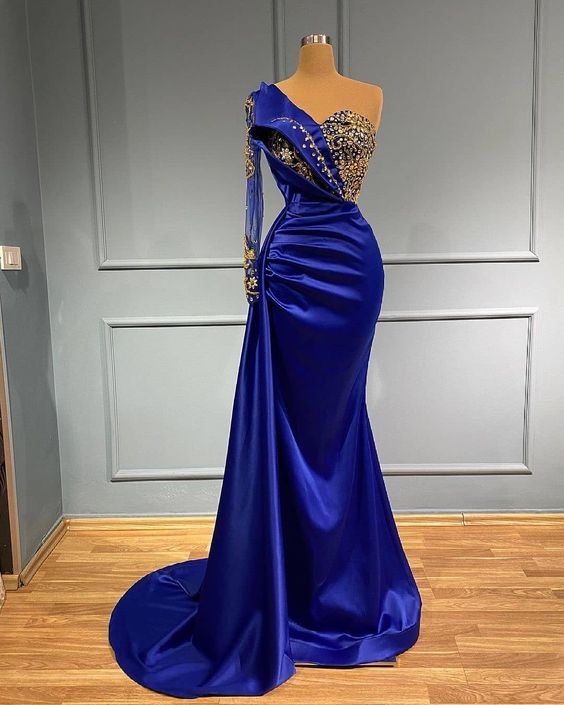 Blue long mermaid evening gowns long prom dress        cg24077