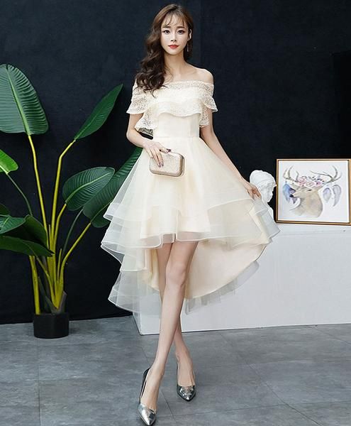 champagne tulle homecoming dress cg2447