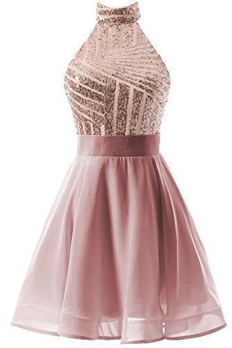 A-Line Halter Short Pink Chiffon Homecoming/Cocktail Dress with Sequins  cg2479