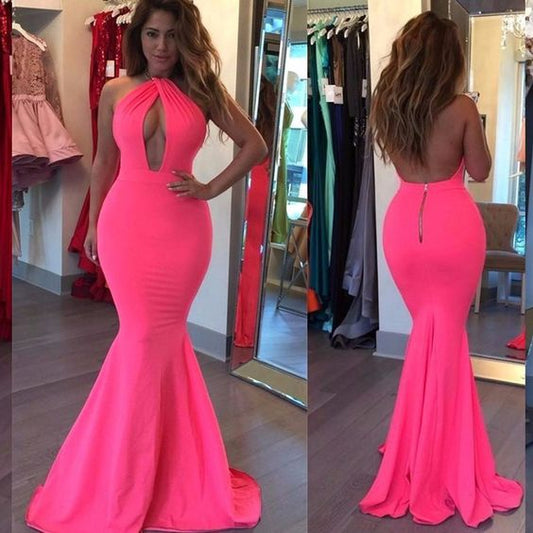 Long Prom Dresses, Halter Prom Dresses, Jersey Party Prom Dresses    cg24796