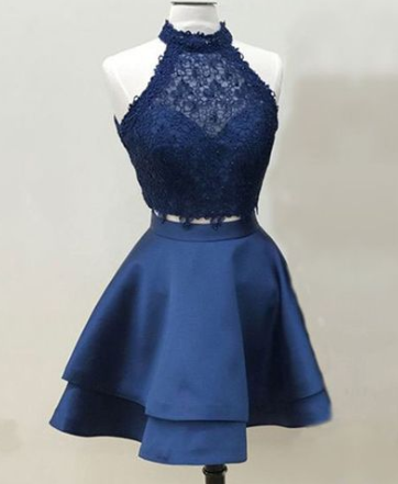 two piece navy blue homecoming dresses cg2608