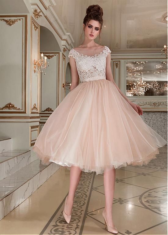 Fantastic Tulle Bateau Neckline Tea-length Ball Gown homecoming Dress With Beaded Lace Appliques  cg2663