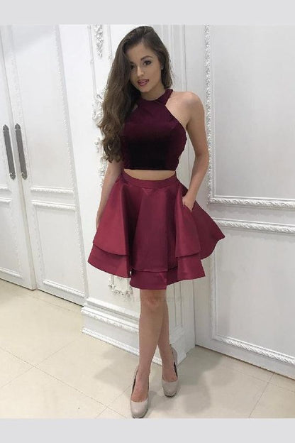 A-line Two-piece Sleeveless Homecoming Dresses cg272