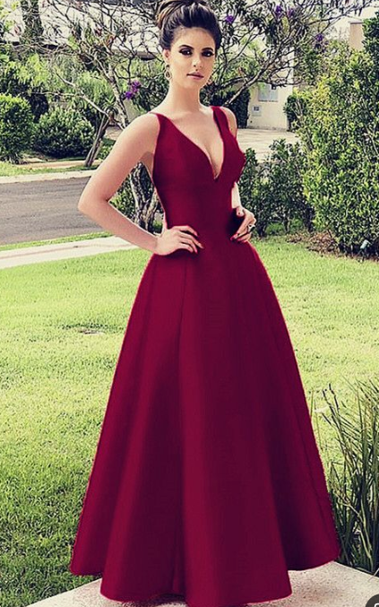 burgundy bridesmaid dresses floor length satin prom gowns cg2737