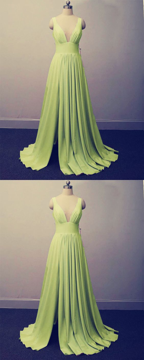 Sage green bridesmaid dresses plunge v neck prom dress cg2738