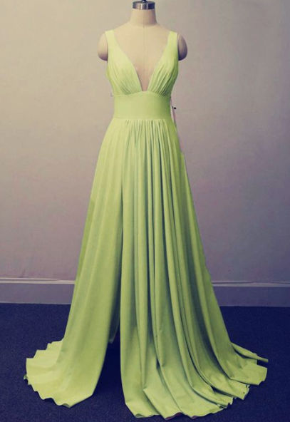 Sage green bridesmaid dresses plunge v neck prom dress cg2738