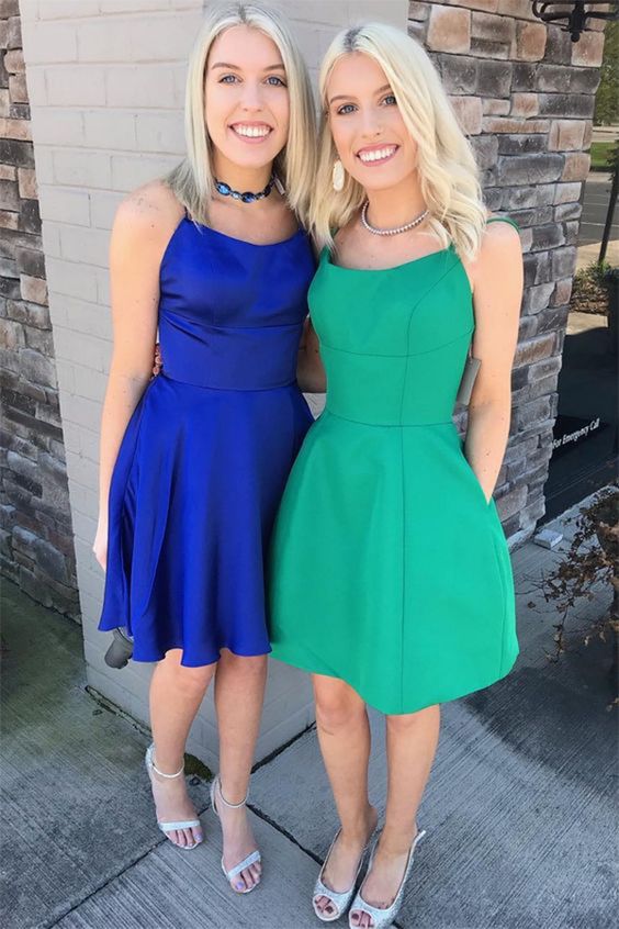 Royal Blue Homecoming Dress, Green Homecoming Dress, Cheap Homecoming Dress  cg2786