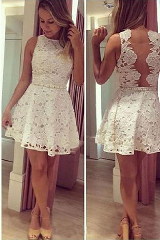 Ivory Homecoming Dress, Pretty Homecoming Dress, Homecoming Dress Lace  cg2877