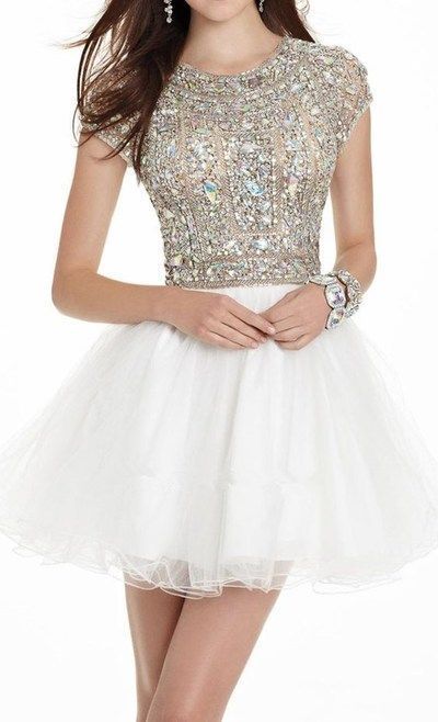 Luxury Crystal Beaded Dress,Short Homecoming Dress,Tulle Gown cg2880