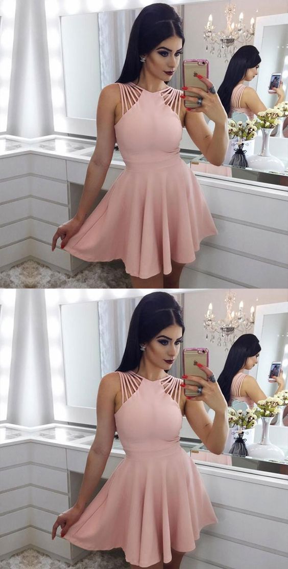 short homecoming dresses, simple homecoming gowns, pink fashion dresses cg303