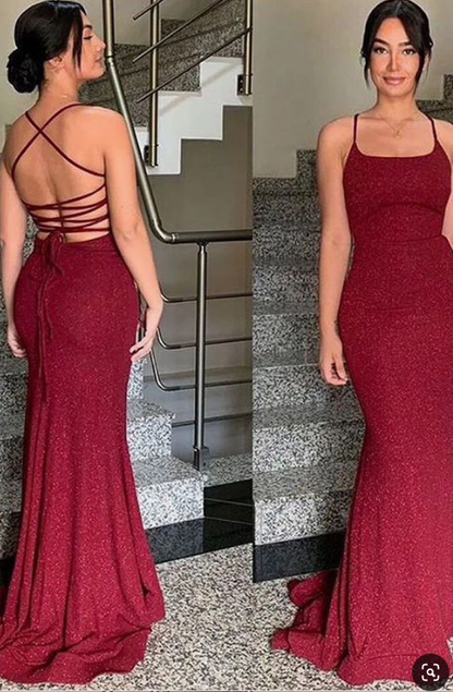 Charming Open Back Mermaid Evening Dress, Sexy Burgundy Long Prom Dress, Women Dress cg3047