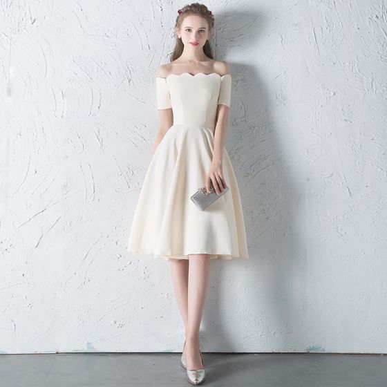 Simple Champagne Homecoming Graduation Dresses cg3129