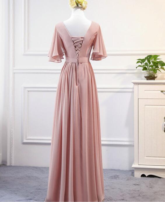 Pink Chiffon Bridesmaid Dresses , Long Formal prom gown cg3227