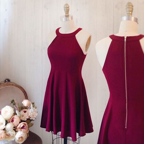 2019 Short burgundy homecoming dress cg3267