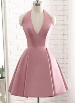 V Neck Sleeveless Halter Homecoming Dresses,Backless Cocktail Dresses cg3464