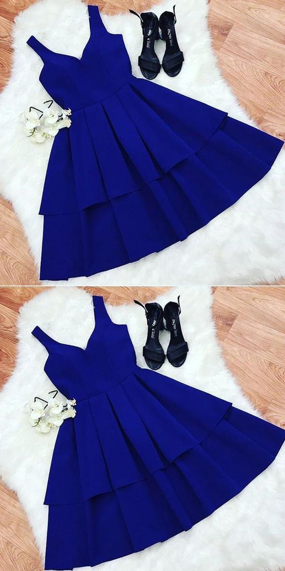 A Line V Neck Short Royal Blue Homecoming Dresses cg3568