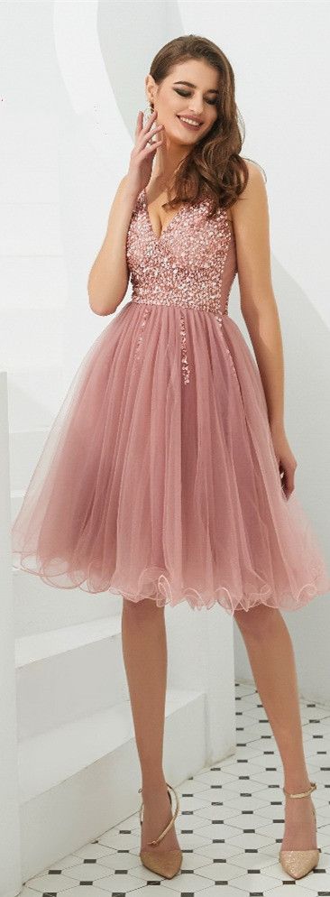 rose pink homecoming dresses,tulle short dresses,8th grad dress,back to school dress cg3620