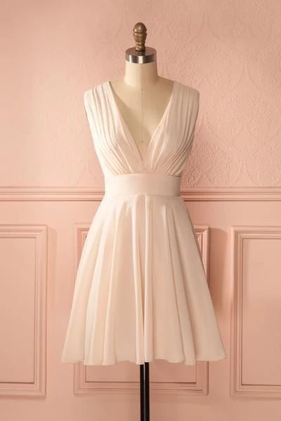 Deep V Neck Chiffon Homecoming Dress cg3814