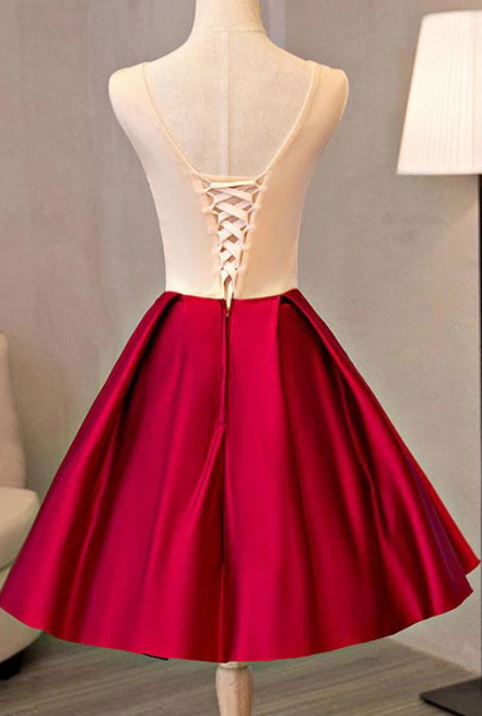 BURGUNDY LACE APPLIQUE SHORT DRESS LACE HOMECOMING DRESS cg3895