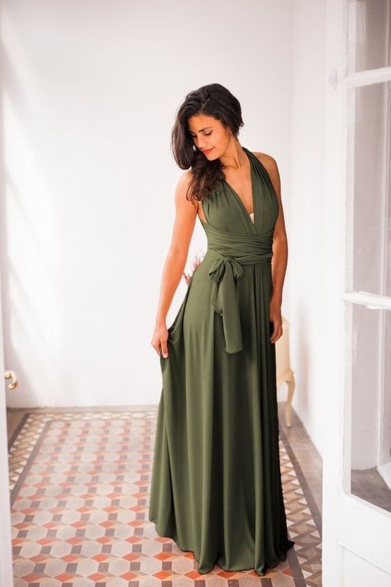 Hot Sell Olive Green Long Prom Dress Bridesmaid Dresses cg3925