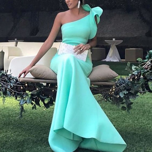 turquoise prom dress,mermaid prom dress,mermaid evening dress,satin gowns cg3939